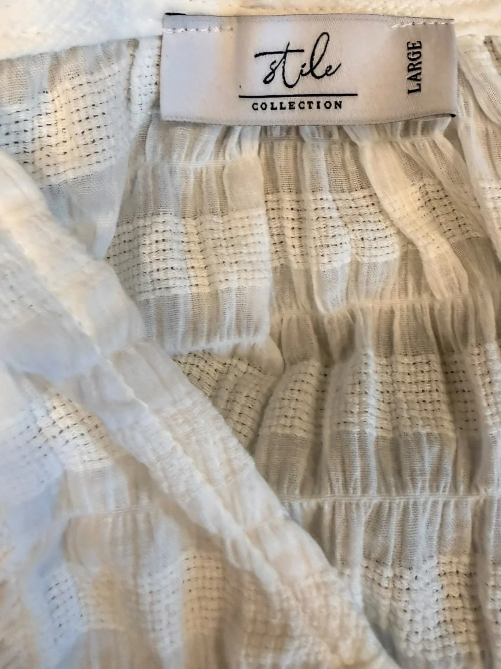 Stile Collection Womens White Cotton Top Gauze V Neck Cap Sleeve Size Large